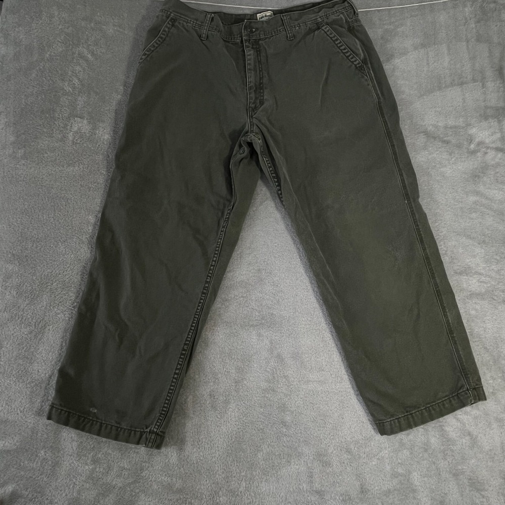 LL Bean Pants Men's 38x28 Chino Pants Army Green Flannel Lined
